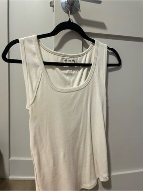 We The Free Ivory Ribbed Scoop Neck Tank
